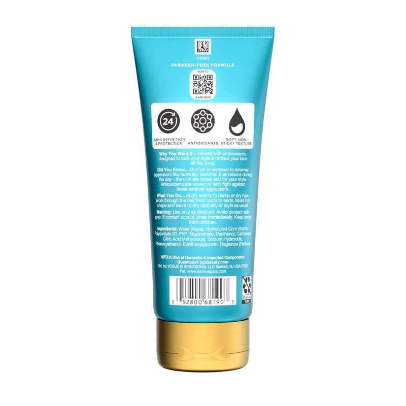 OGX Antioxidants + Touchable Hold Gel, Medium Hold Hair Styling Gel for 24 Hour Definition & Frizz Control, Anti-Humidity Hair Gel with a Soft, Non-Sticky Texture, Paraben-Free, 6 fl. oz