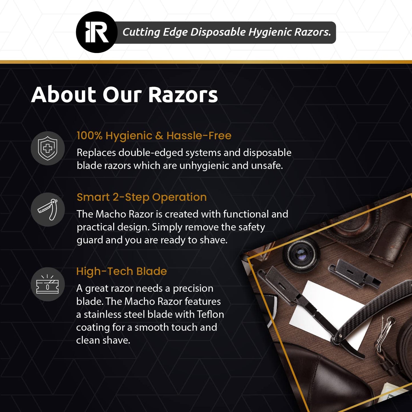 Professional Straight Razors for Men - 100 Disposable Edge Razors with Stainless Steel Blades | Essential Barber Accessories for Close Shaving