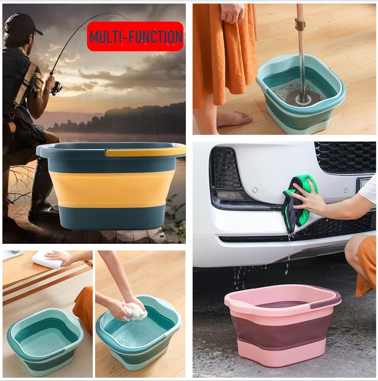 FutureFlex Collapsible Foot Bath - 15L Foldable Soak Tub for Pedicure & Pain Relief | Green