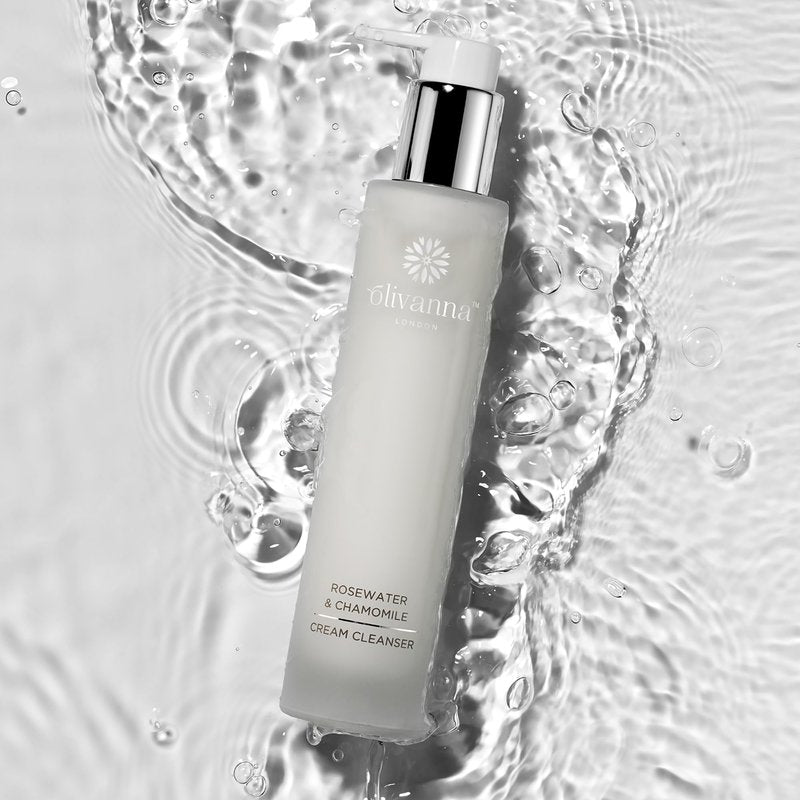 Olivanna Rosewater and Chamomile Cream Cleanser - Omega Rich Face Wash - Gentle and Hydrating without Stripping Essential Oils - 3.3 oz