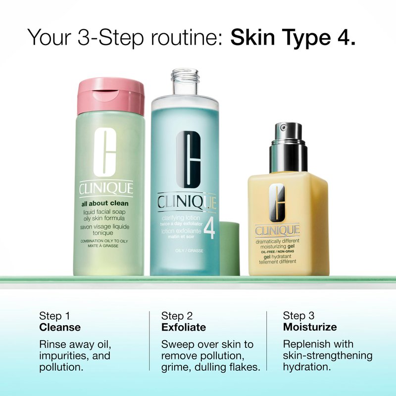 Clinique 3-Step Clarifying Lotion Face Exfoliator 4 | Toner With Witch Hazel + Salicylic Acid | For Oily Skin Types, 13.5 Fl Oz