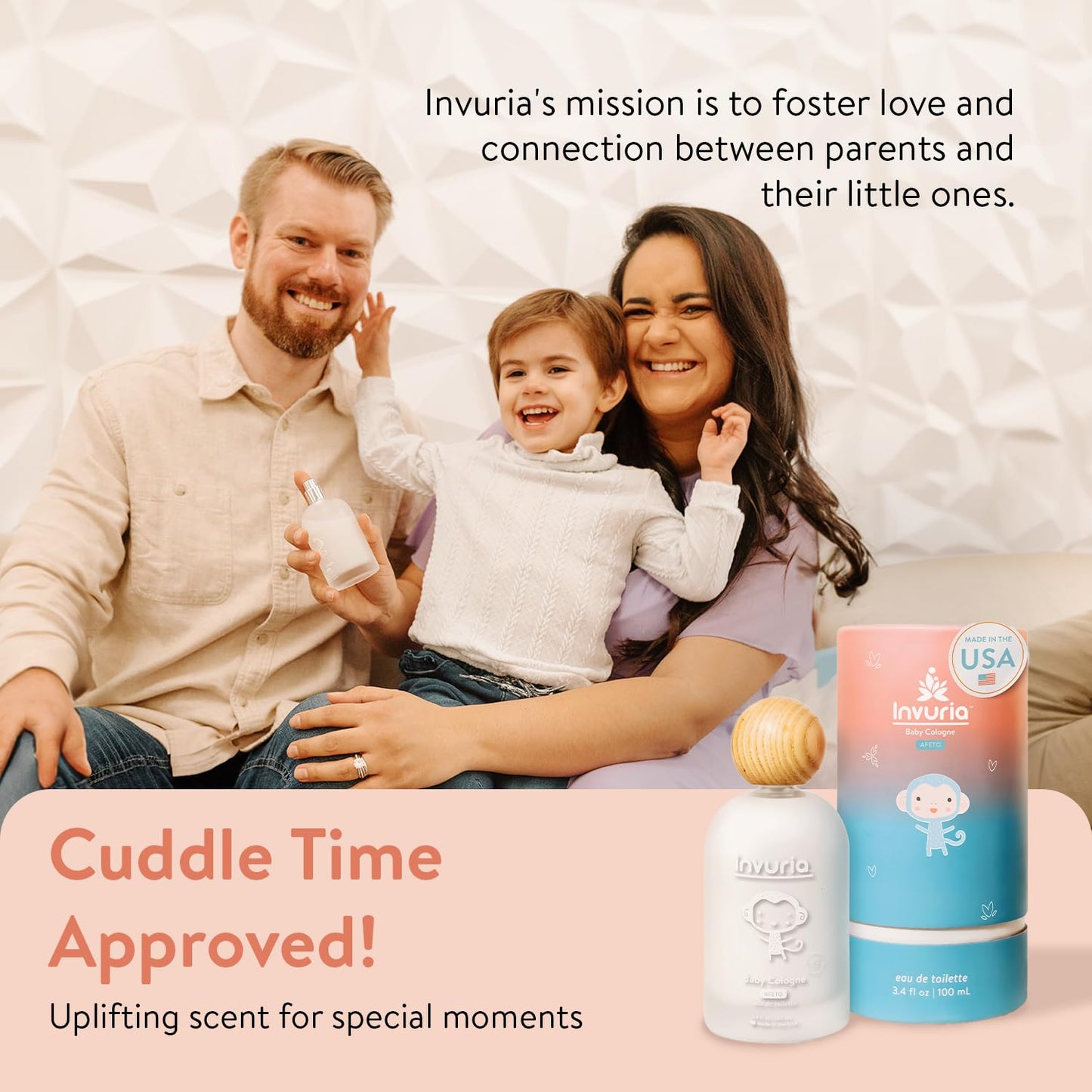 Invuria Afeto Baby Cologne | Alcohol-Free Baby Perfume for Boys & Girls | Gentle Baby Fragrance | Made In USA | Colonia Para Bebés | 3.4 oz | 100 mL