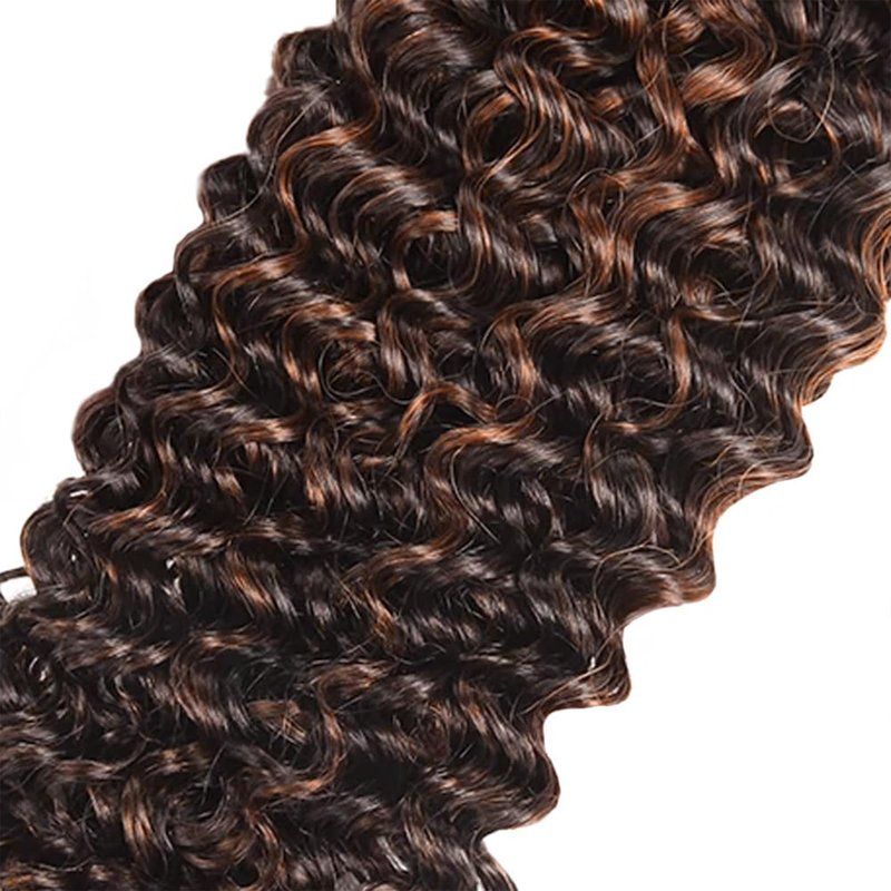 Highlight Human Hair Bundles P1B30 Ombre Brown kinky Curly Bundles 8 10 12 inch Double Weft Highlight Brown Kinky Curly Human Hair Weave Brazilian Virgin Remy Hair Extensions