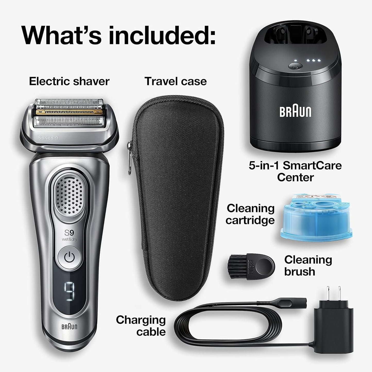 Braun Electric Shaver Head Replacement Part 92B Black, Compatible with Series 9 Electric Razors for Men