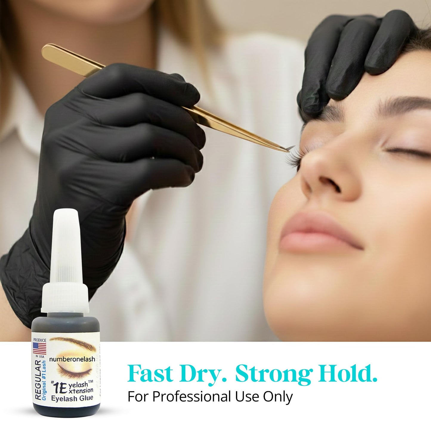 #1 Eyelash Extension Regular Eyelash Glue - Professional Lash Glue for Individual Flare Lashes, False Eyelash Adhesives - Long Lasting Waterproof Black, 4-5 Sec Dry, Licensed Use 10ml