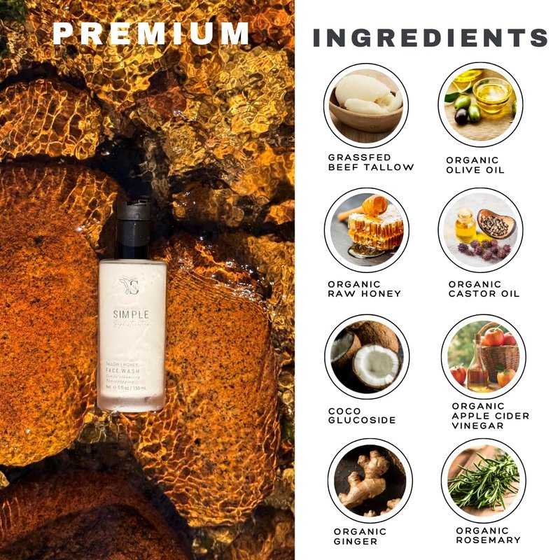 Tallow Honey Cleansing Milk - Gentle Hydrating Face Wash for Sensitive Skin | Moisturizing with Grassfed Beef Tallow & Organic Raw Honey