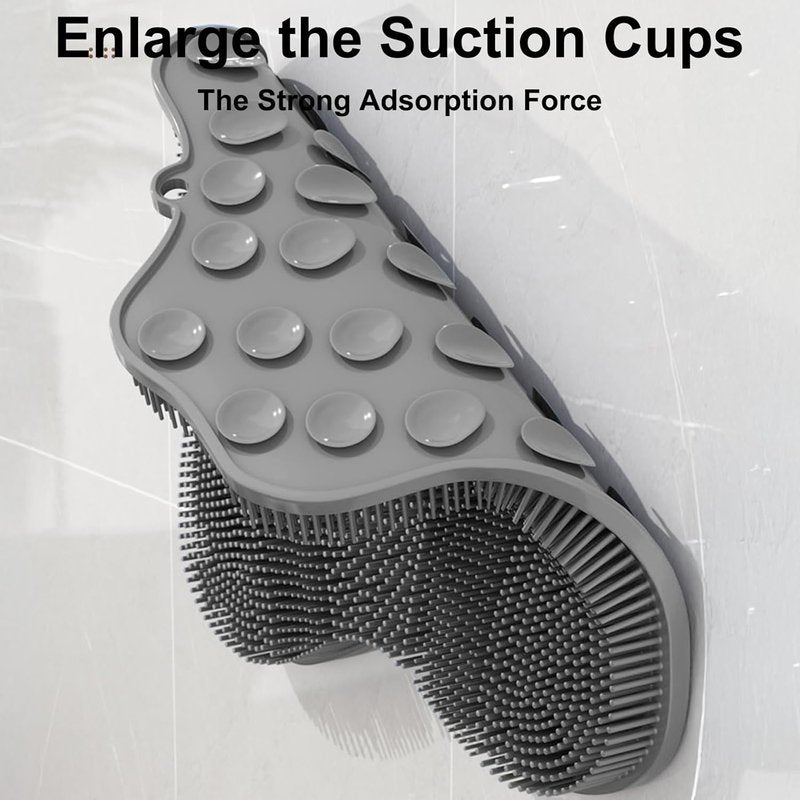 Shower Foot Scrubber - Silicone Exfoliating Foot Washer with Suction Cups | Grey & Blue