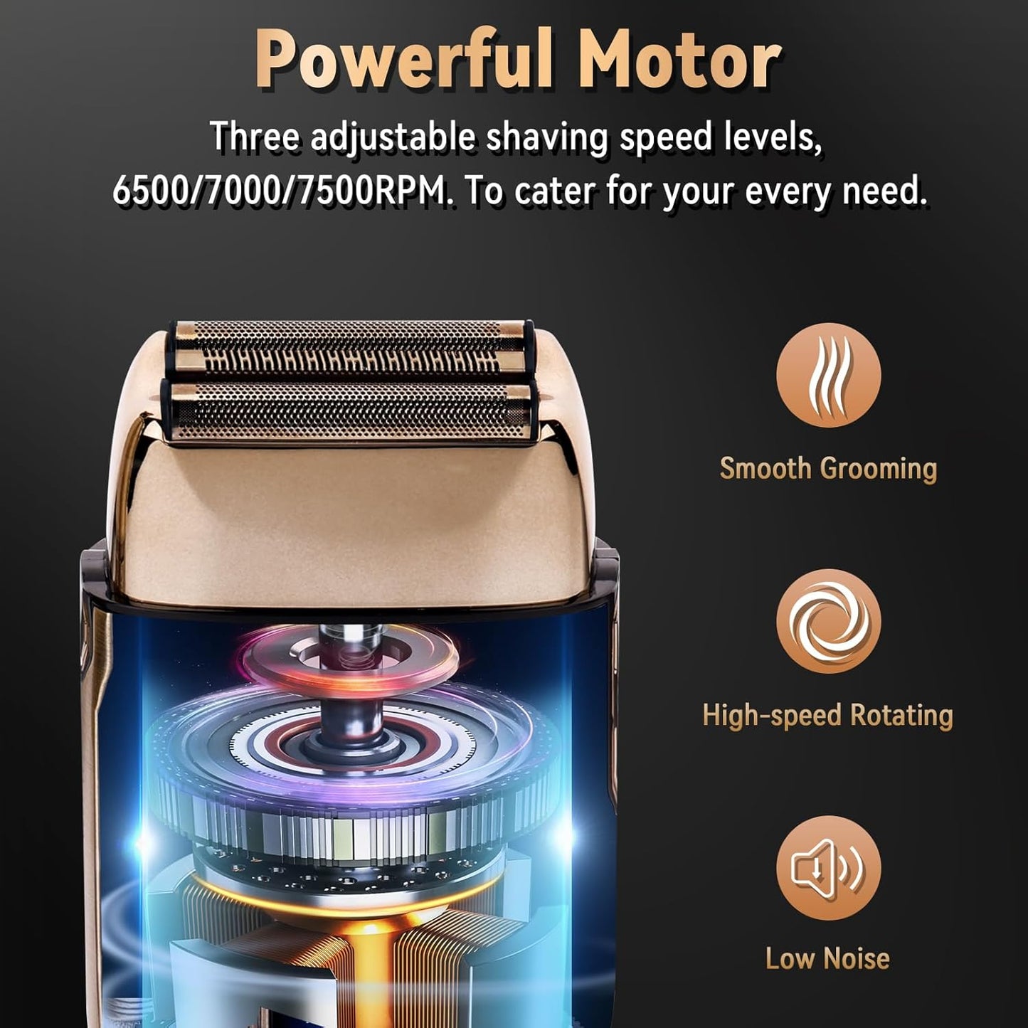 Close Shave Electric Foil Shaver for Men - 3-Speed Bald Head Razor with LCD Display | Versatile Beard Trimmer
