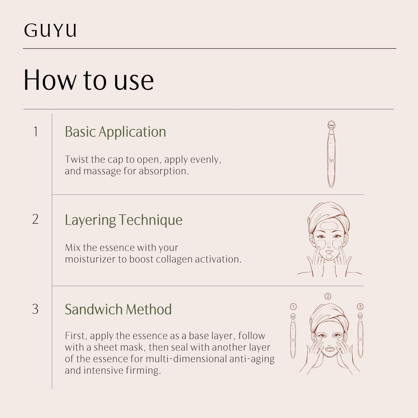 Ginseng Anti-Aging Face Serum | GUYU Single-Use Ampoule | Peptides, Hyaluronic Acid, Panthenol, Ectoin, Beta Glucan | for Lifting, Firming, Smoothing Lines, Plumping (0.05 Fl Oz x 30pcs)