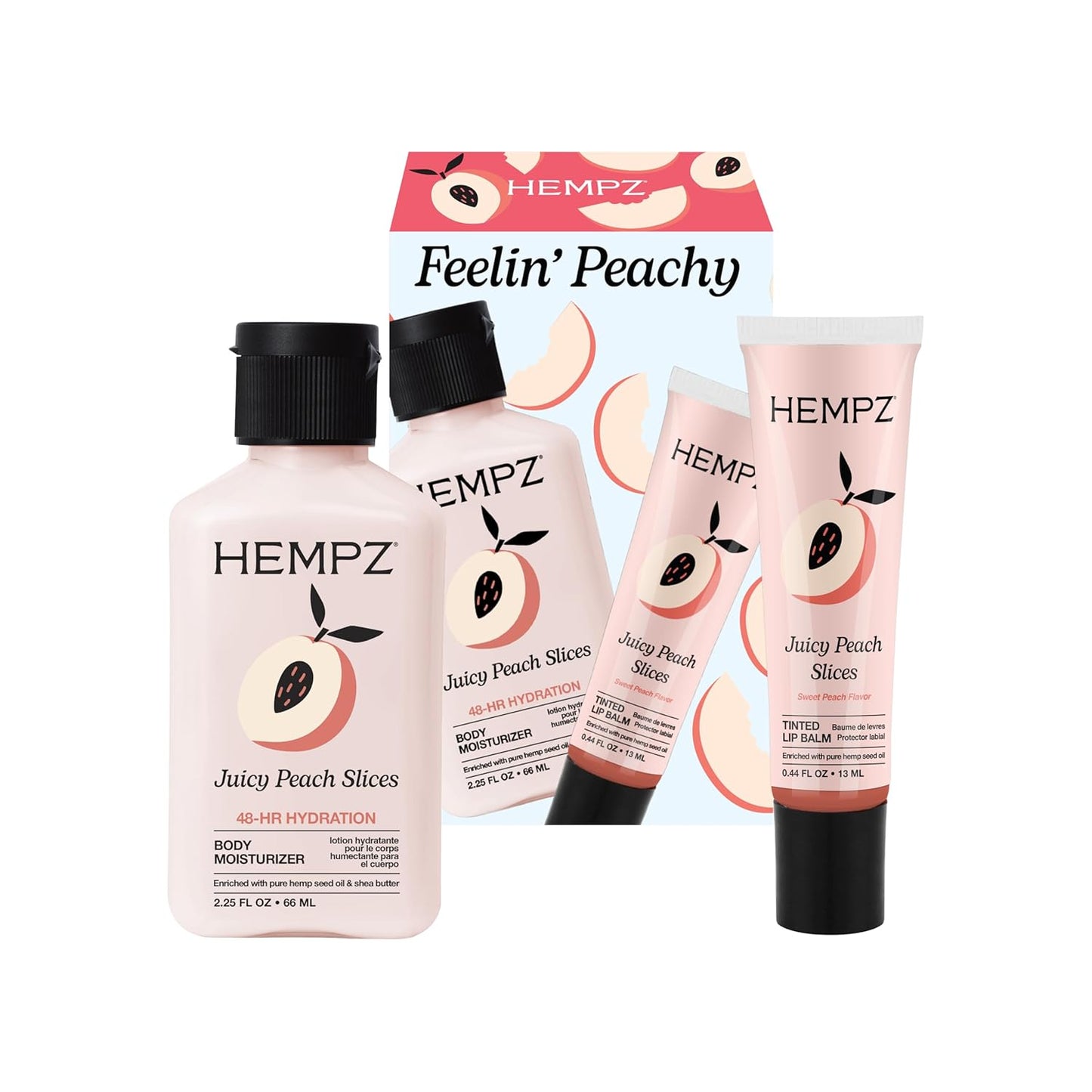 Hempz Mini Peach Body Lotion & Lip Balm Set | Nourishing Hydration, 2-Pack Kit
