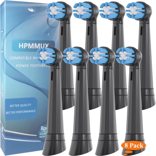Replacement Toothbrush Heads Compatible with Oral B iO 3/4/5/6/7/8/9/10 Series Electric Toothbrush, Premium Grade Bristles, Black, 8 Pack
