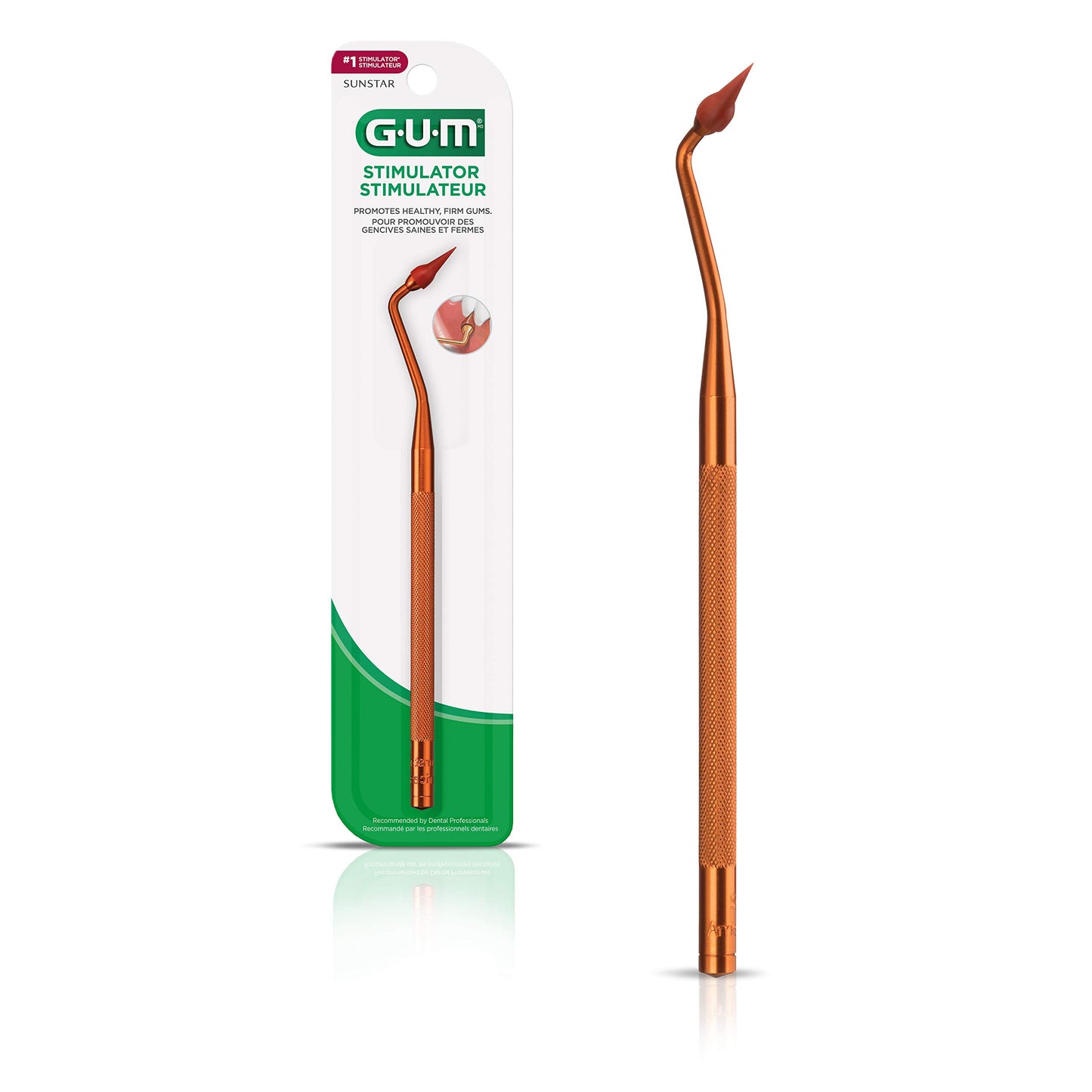 GUM Stimulator Permanent Handle with Rubber Tip, Precision Control, Massages Gums (Pack of 5)