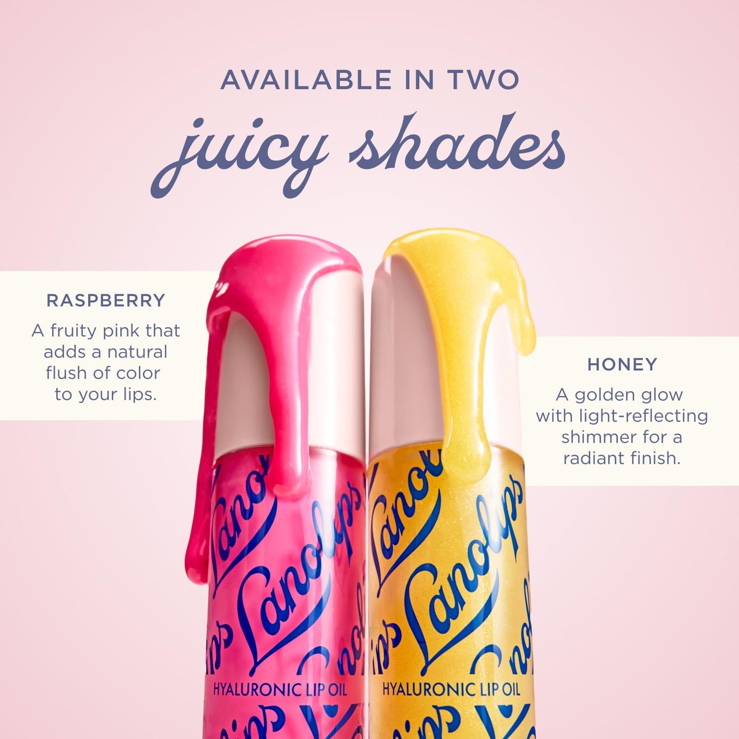 Lanolips Hydrating Lip Oil Duo Gift Set - Plumping Lip Gloss in Honey & Raspberry - Infused with Lanolin Oil, Hyaluronic Acid & Vitamin E - Non-Sticky, Glossy Finish (2 Pieces)