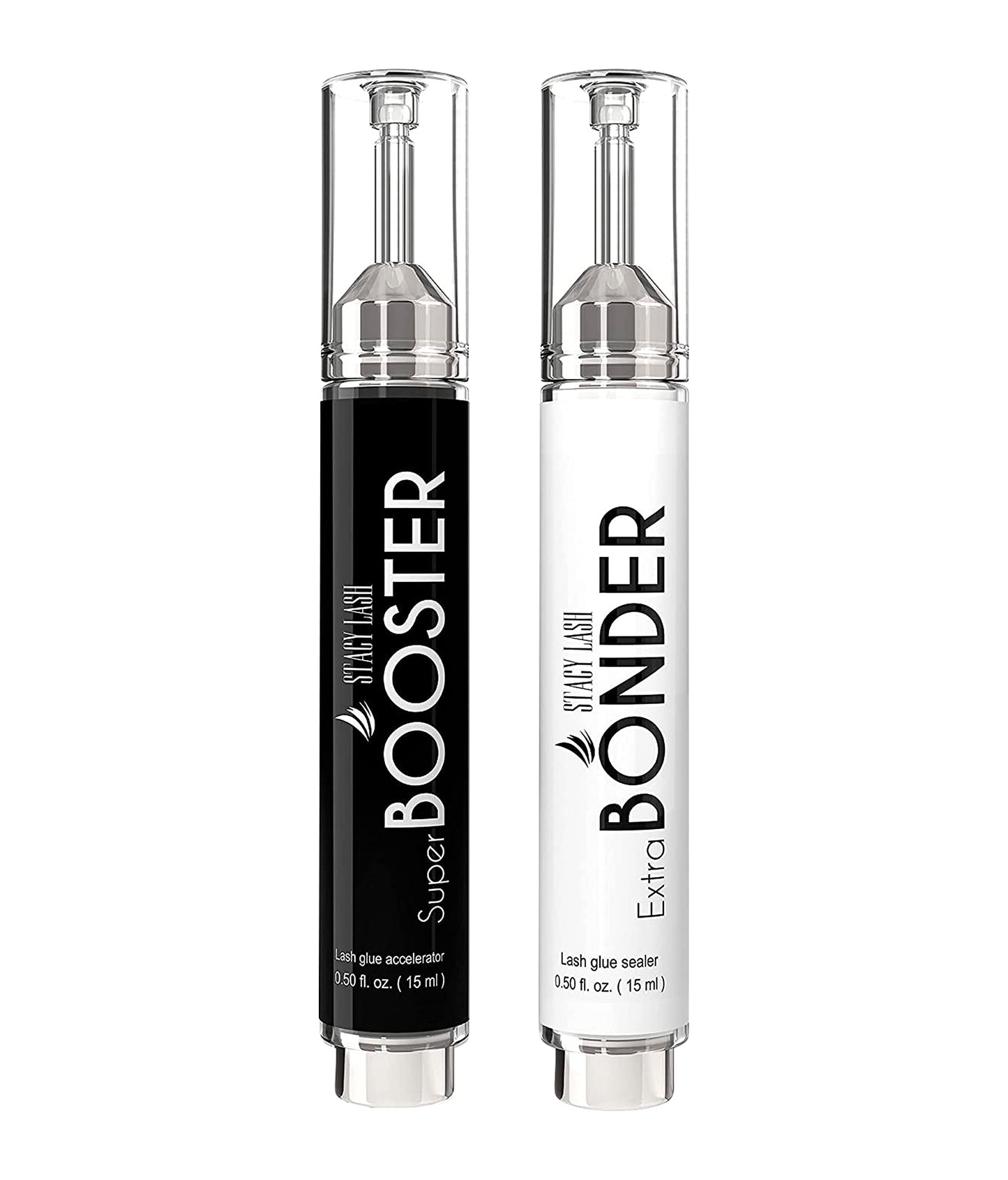 Super Booster 15ml & Extra Bonder 15ml - Stacy Lash/Adhesive Accelerator/Lash Extension Glue Activator/Sealer/Prevents Shock Polymerization/Professional Supplies for Eyelash Extensions