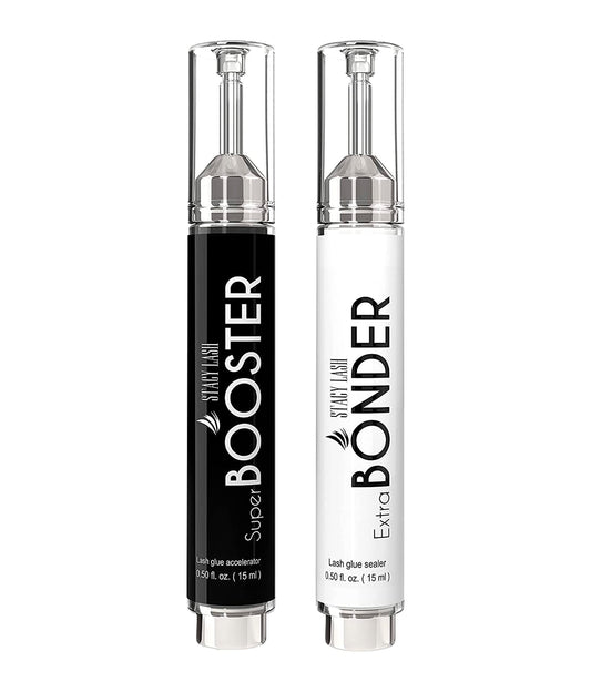 Super Booster 15ml & Extra Bonder 15ml - Stacy Lash/Adhesive Accelerator/Lash Extension Glue Activator/Sealer/Prevents Shock Polymerization/Professional Supplies for Eyelash Extensions