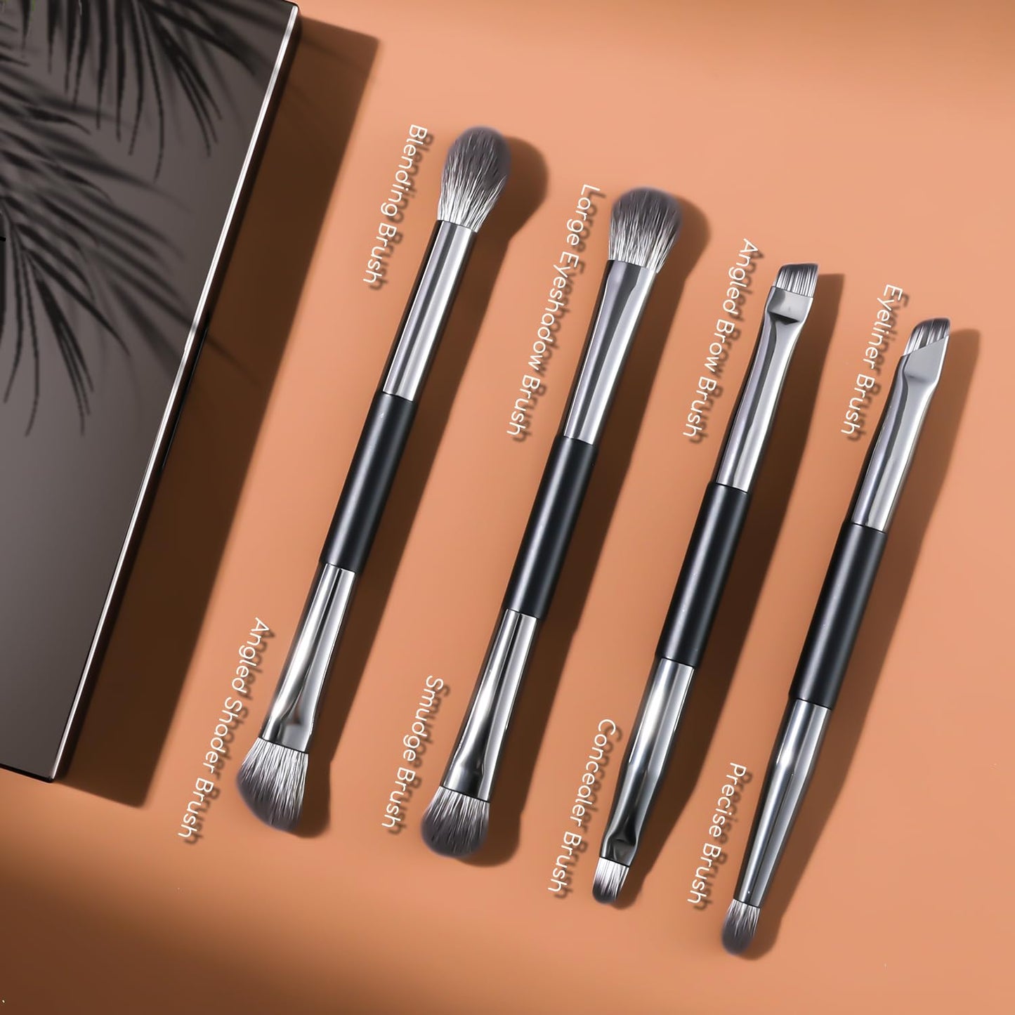 ENERGY Eyeshadow Brush Set 11PCS Professional Makeup Brushes for Eye Shadow Brows Smudge Concealer Eyeliner Eyelash Highlighter Blending Vegan Synthetic Face Make Up Kit with Travel Case Black