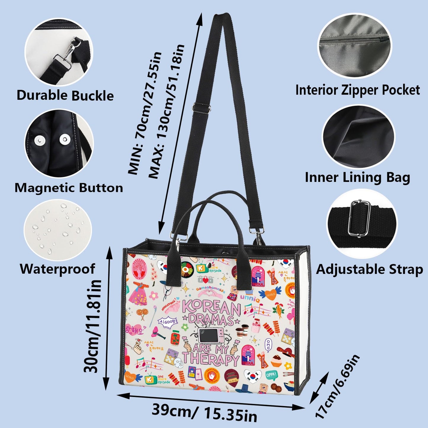 WZMPA Korean Drama Cosmetic Makeup Bag k-Drama Lover Gift Korean Dramas Are My Therapy k-Drama Zipper Pouch Bag For Women Girls (Korean Dramas BG)