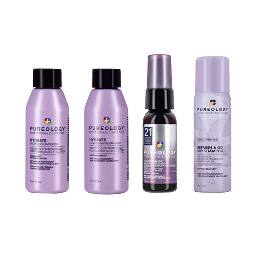 Pureology Hydrate Travel Size Bundle | For Medium to Thick Dry, Color Treated Hair | Sulfate Free | Vegan
