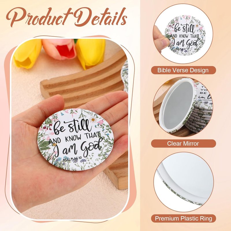 Christian Compact Mirrors - 60 Pcs Inspirational Bible Verse Pocket Mirrors | Wildflower Design for Women