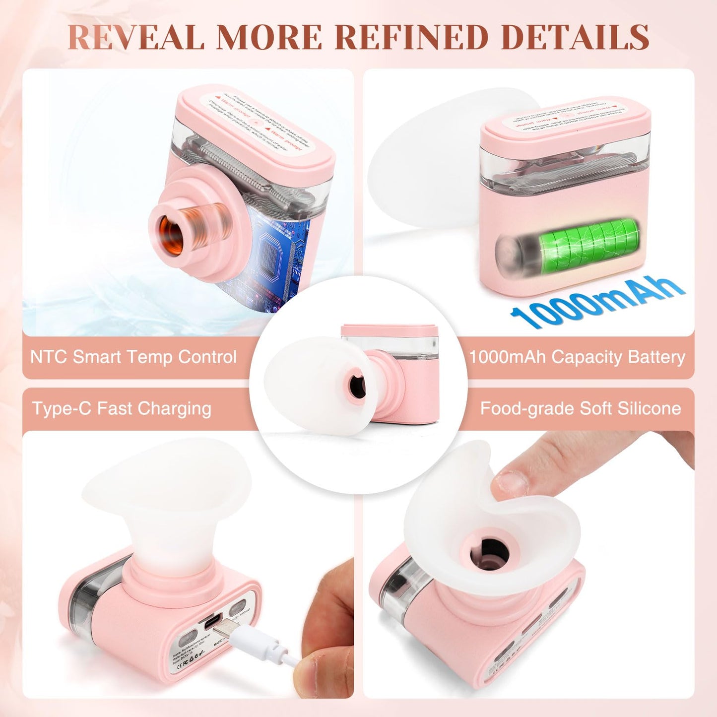 JEPIU Portable Heated Eye Steamer for Dry Eyes - 3 Heat Settings, Warm Moist Heat Therapy to Restore Natural Tears, Dry Eye Relief Sprayer (Pink)