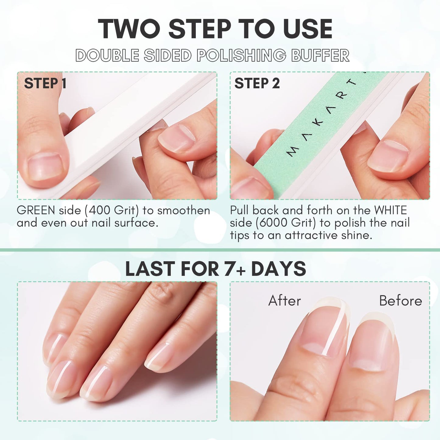 Makartt Nail Buffer for Natural Nails： 400/6000 Grit Buffer Kit, 10PCS