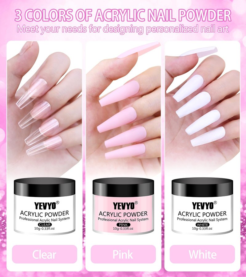 YEVYO Acrylic Nail Kit with Drill, Acrylic Nail Kit for Beginners with Everything UV Light Nail Art Tools Gift Set for Home Salon