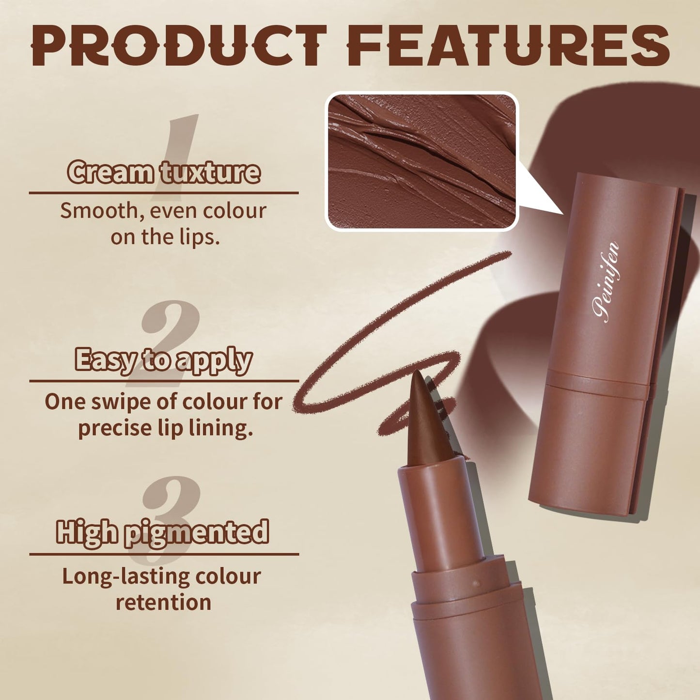HOSAILY 2 Colors Lip Liner with Lip Gloss Set, Moisturizing Light Brown Lip Pencil Dark Brown Lip Liner and Lip Gloss Combo, Long Lasting Glossy Lip Stain Lipstick Lip Care Makeup