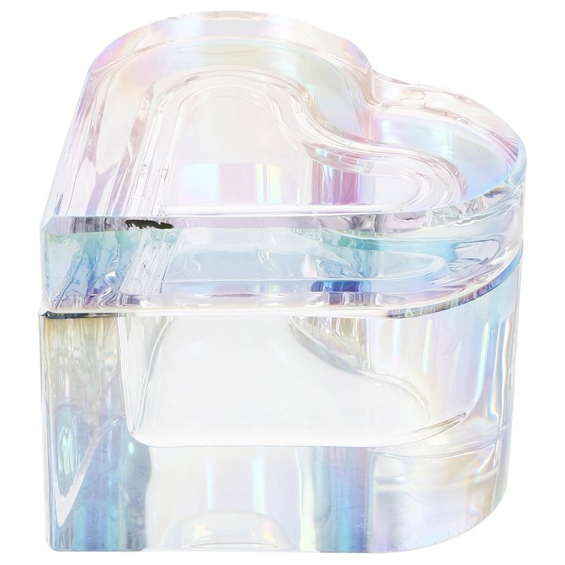 Heart Shaped Glass Nail Dish with Lid - 2.75 Inch Crystal Dappen Dish for Manicure & Nail Art