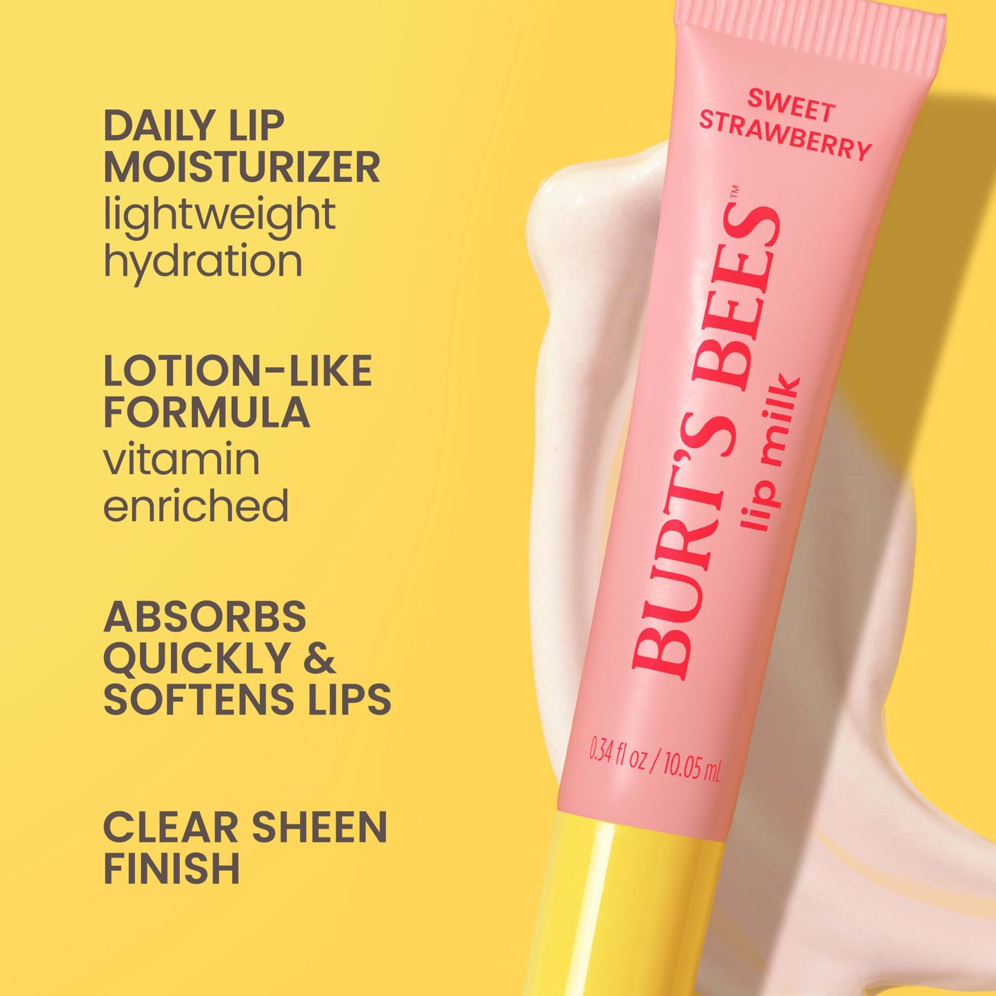 Burt’s Bees Lip Milk, Daily Moisturizer for Lips, Vitamin Enriched Lip Balm with Almond Milk and Jojoba Oil, Hydrating for Softer Lips, 1 Tube, 0.34 Fl Oz