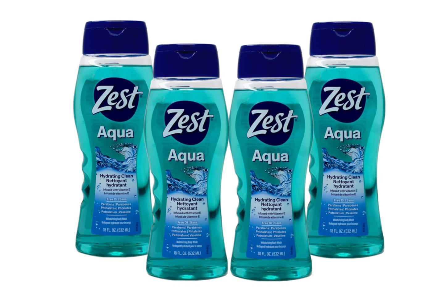 Zest Aqua Body Wash - Refreshing Hydrating Formula | 18 Oz (Pack of 4)