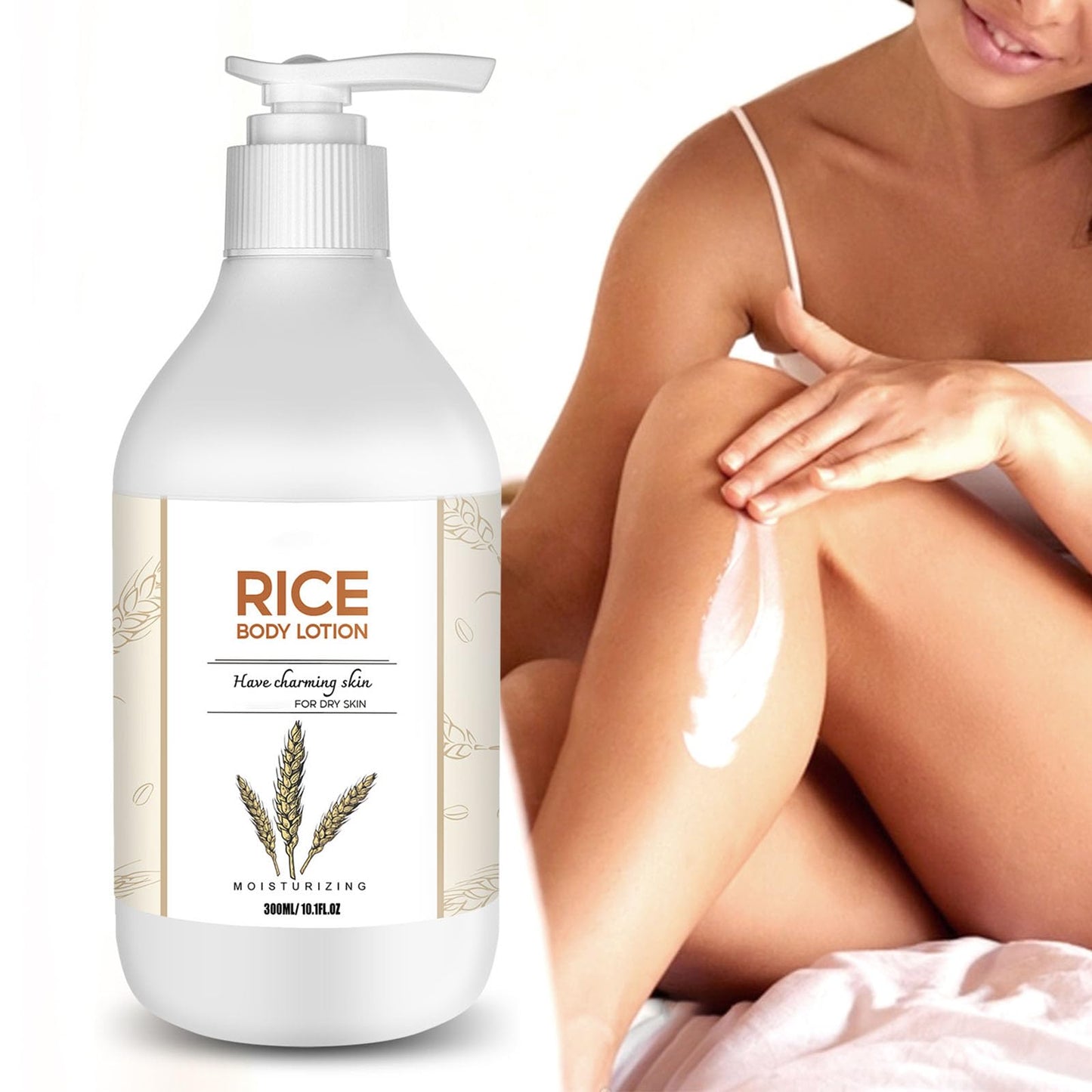 Grospe Rice Moisturizing Body Lotion for Women, Body Firming Moisturizer with Rice Extract for Dry Skin, Moisturizer Body Cream for Nourishing Non-Greasy Refreshing Quickly Absorbed 10.1 Fl Oz