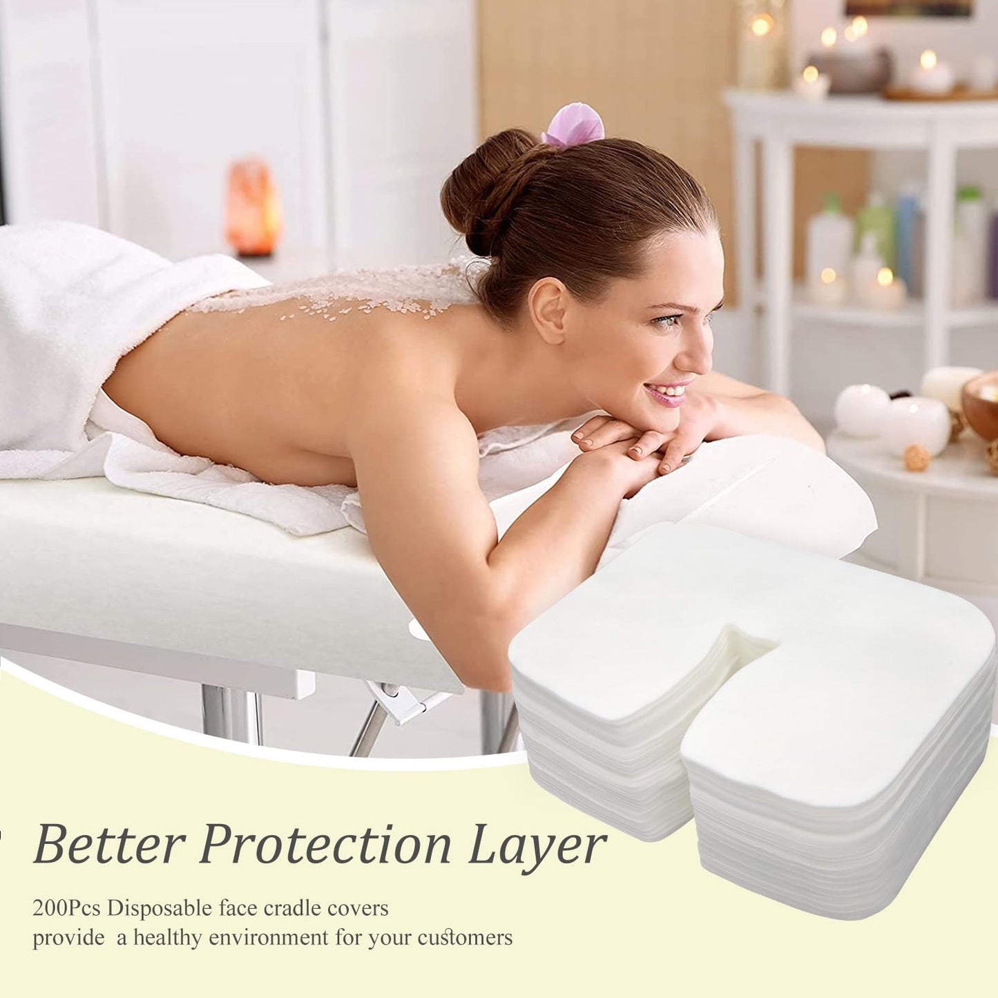 rngwaper 200 Count Disposable Massage Face Cradle Covers Non-Sticking Massage Face Covers Ultra-Soft, Medical-Grade, Fitted Disposable Headrest Covers for Massage Table 14.2" x 10.6"