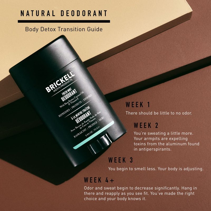 Brickell Men's Products Deodorant For Men, Aluminum, Alcohol, and Baking Soda Free, With Arrow Root Powder, Olive Oil, and Inulin, 2.65 Ounce, Eucalyptus & Mint