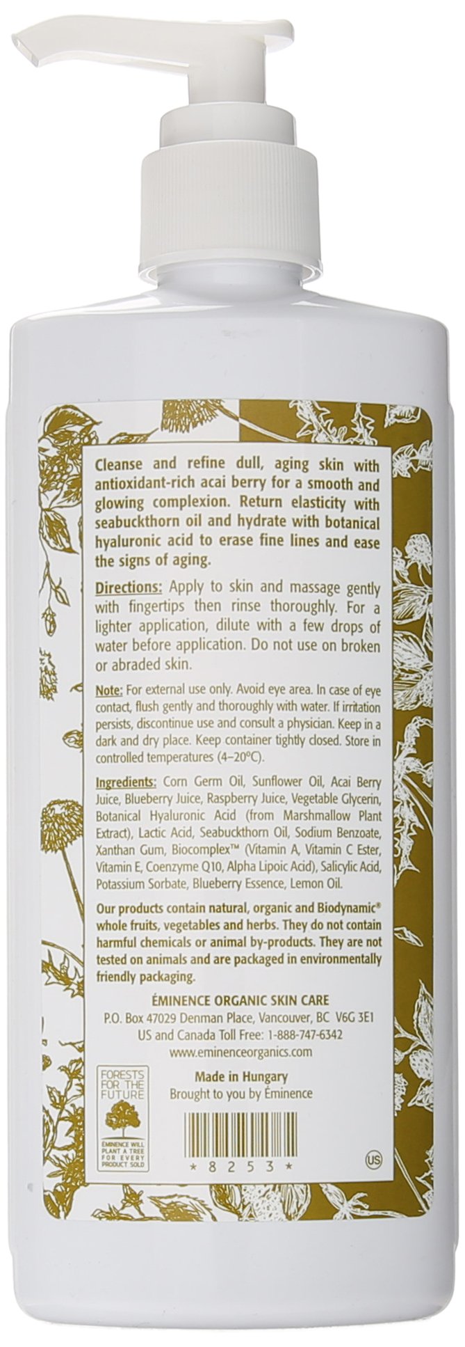 Eminence Firm Skin Acai Cleanser, 8.4 Ounce (Package may vary)