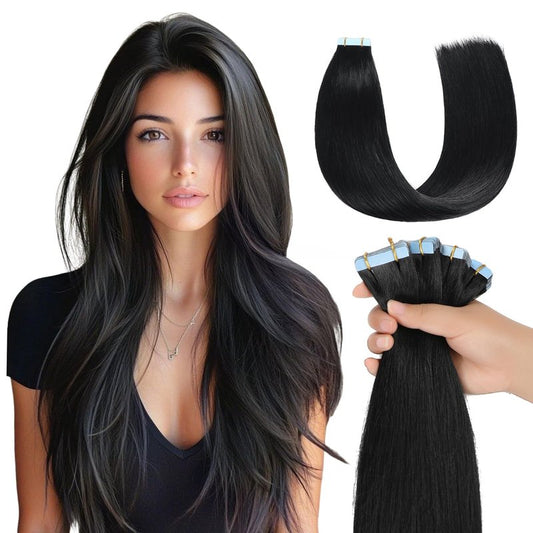 Missme Tape in Hair Extensions Human Hair 16 inch 20 Pcs 40g #613 Blonde Tape ins Human Hair Extensions Remy Hair Skin Weft Seamless Invisible Silky Straight Thick Ends Add Length