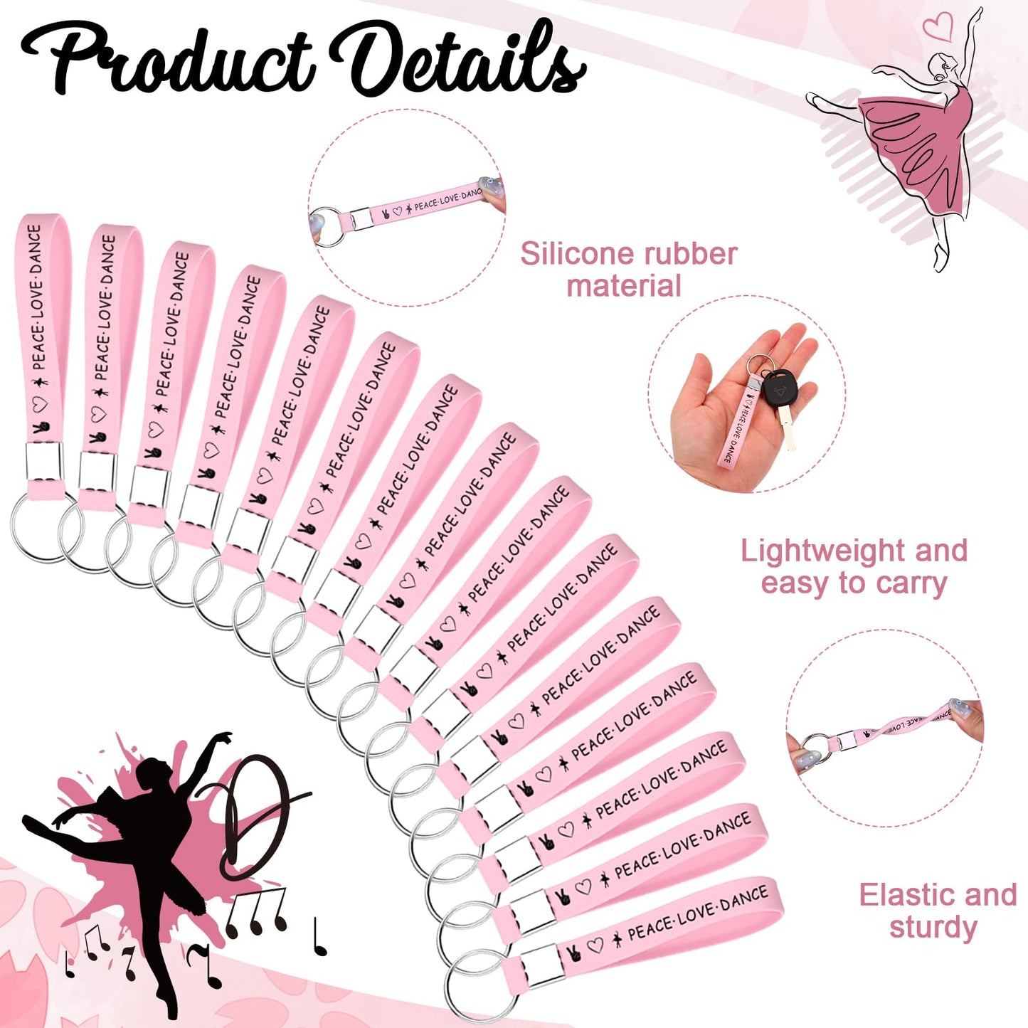 XEQWZVFR 40 Pcs Ballet Dancer Makeup Bag&Keychain Ballerina Makeup Bags Elegant Ballet Cosmetic Travel Organizer Toiletry Bags Inspirational Gift for Dancers Learner lover Thank You Gift for Teacher