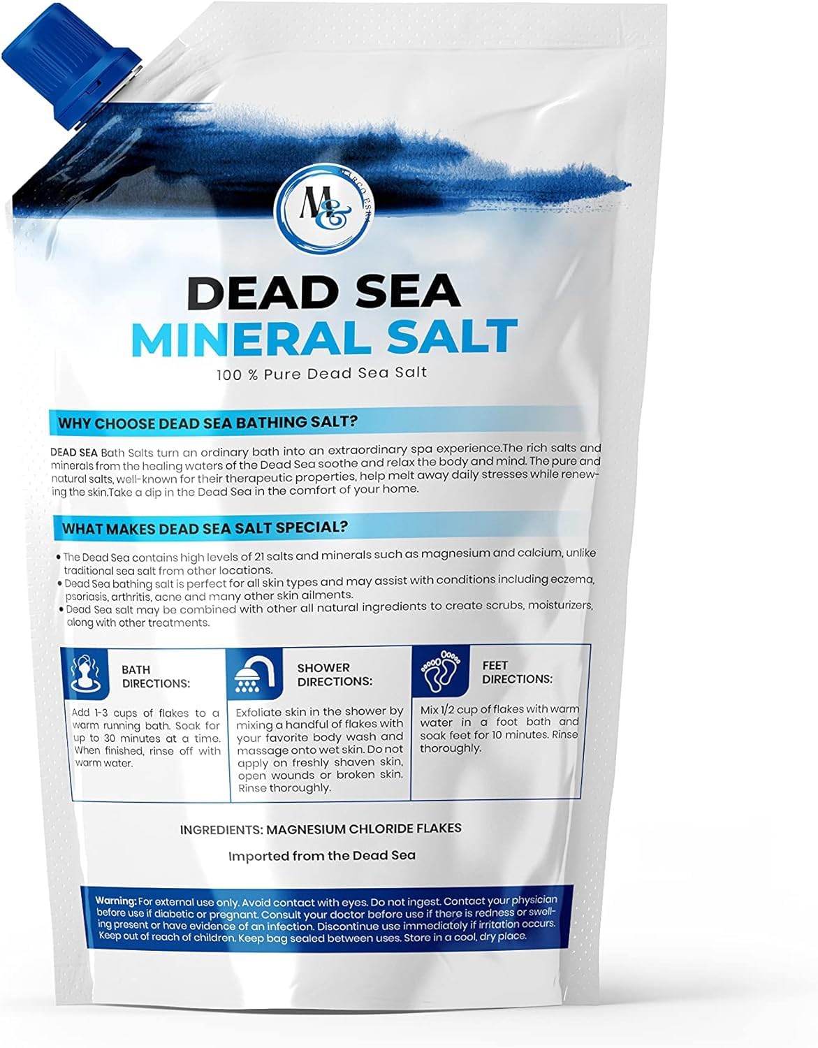 Dead Sea Bath Salt for Bath & Foot Soak, Unscented Fine Grain, 3lb - 4 Pack