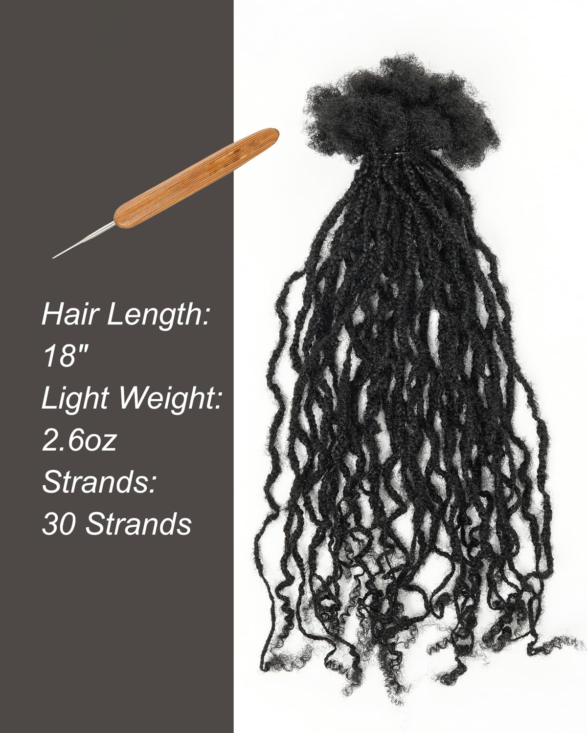 18 inch 30 Strands 0.4cm Thickness 100% Real Braids Human Hair Dreadlock Extensions for Man/Women/Kids DIY Permanent loc Extensions Handmade Can Be Dyed Bleached Curled