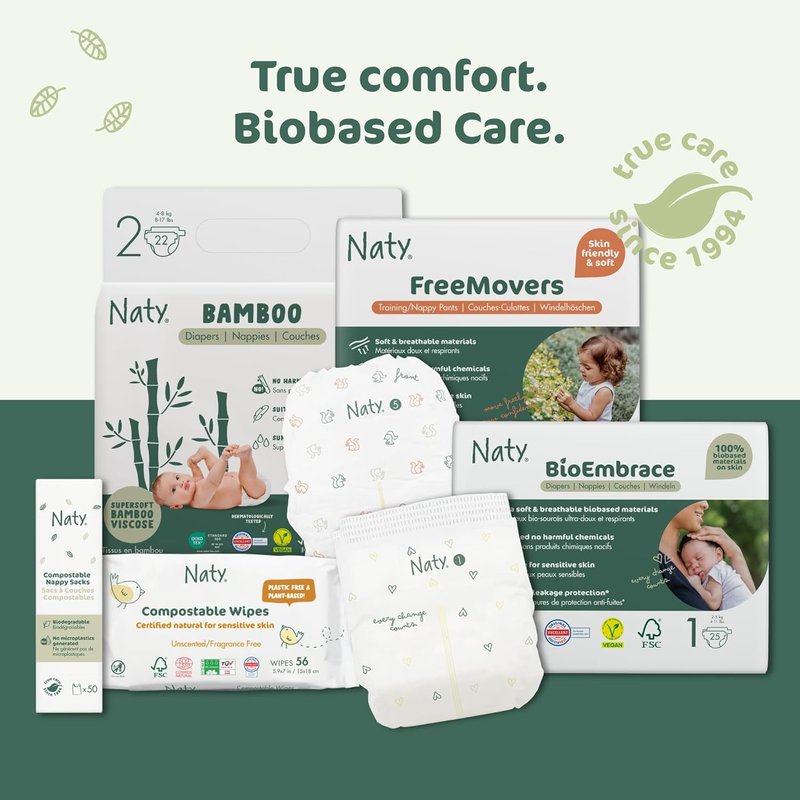Naty Baby Wipes - Hypoallergenic, Unscented & Plant-Based | 672 Count, Compostable for Sensitive Skin