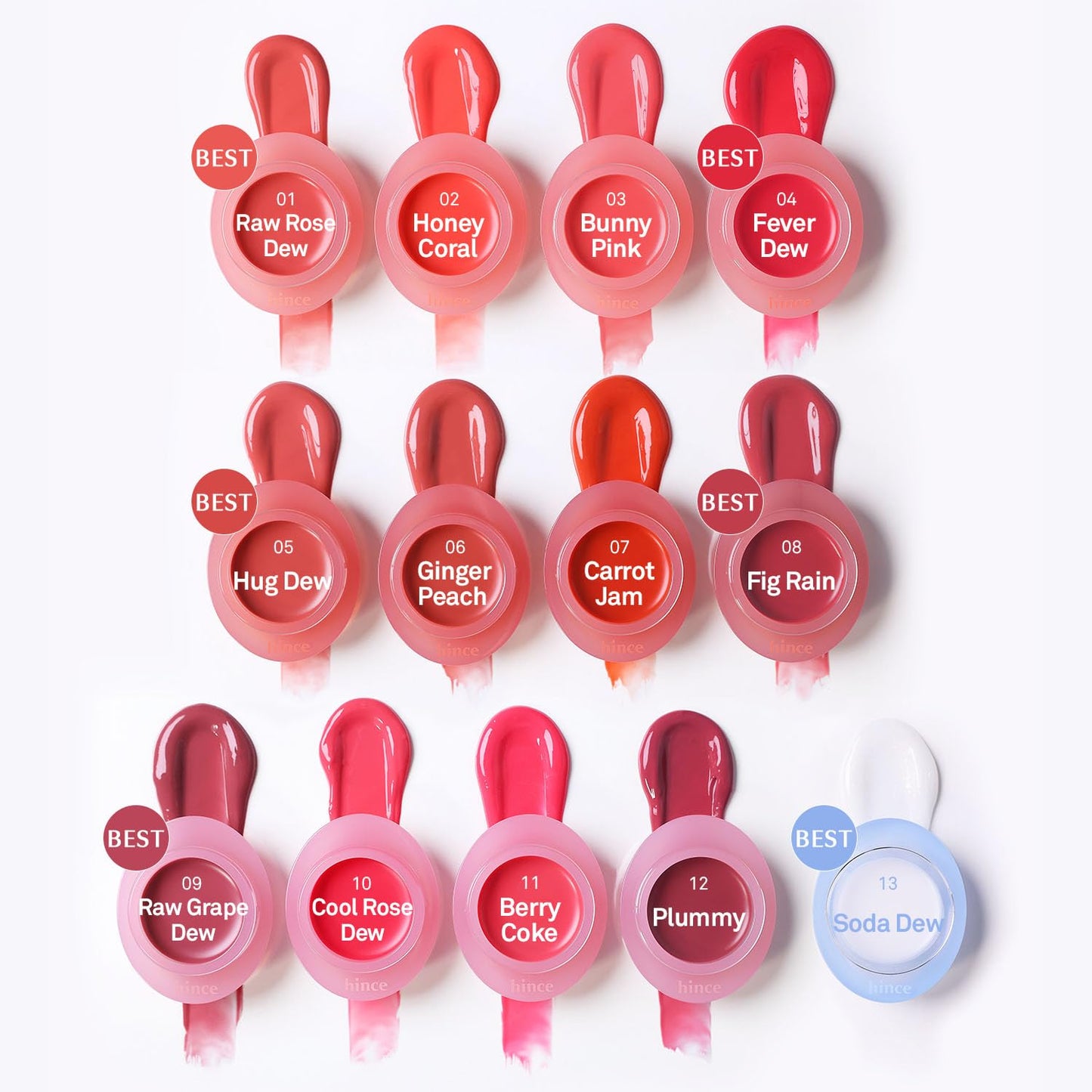 hince Raw Glow Dewy Ball - Tinted Lip Balm, Jelly Gloss Glow, Shine and Hydration, Lip & Blush Multiuse, Vegan, 0.12 oz. (13 colors) (BERRY COKE)