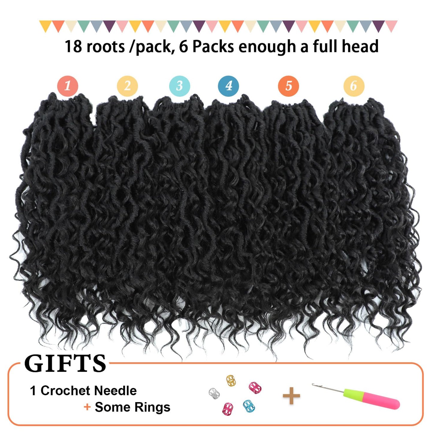 Forevery Goddess Locs Crochet Hair 14 Inch Faux Locs Crochet Hair Pre Looped Crochet Hair for Black Women 6 Packs Crochet Locs with Curly Ends