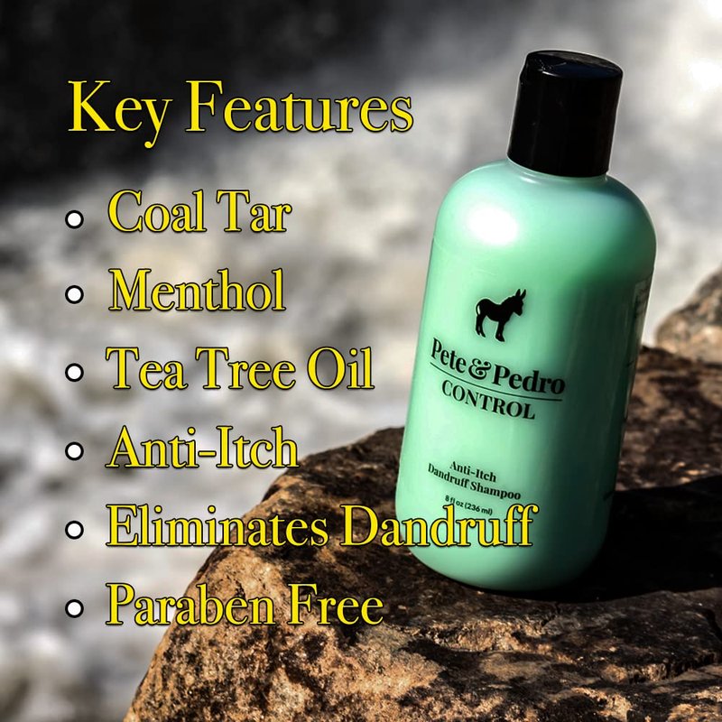 Pete & Pedro CONTROL Anti-Dandruff Shampoo - Extra-Strength Medicated Treatment with Coal Tar, Peppermint & Tea Tree Oil | 8.5 oz