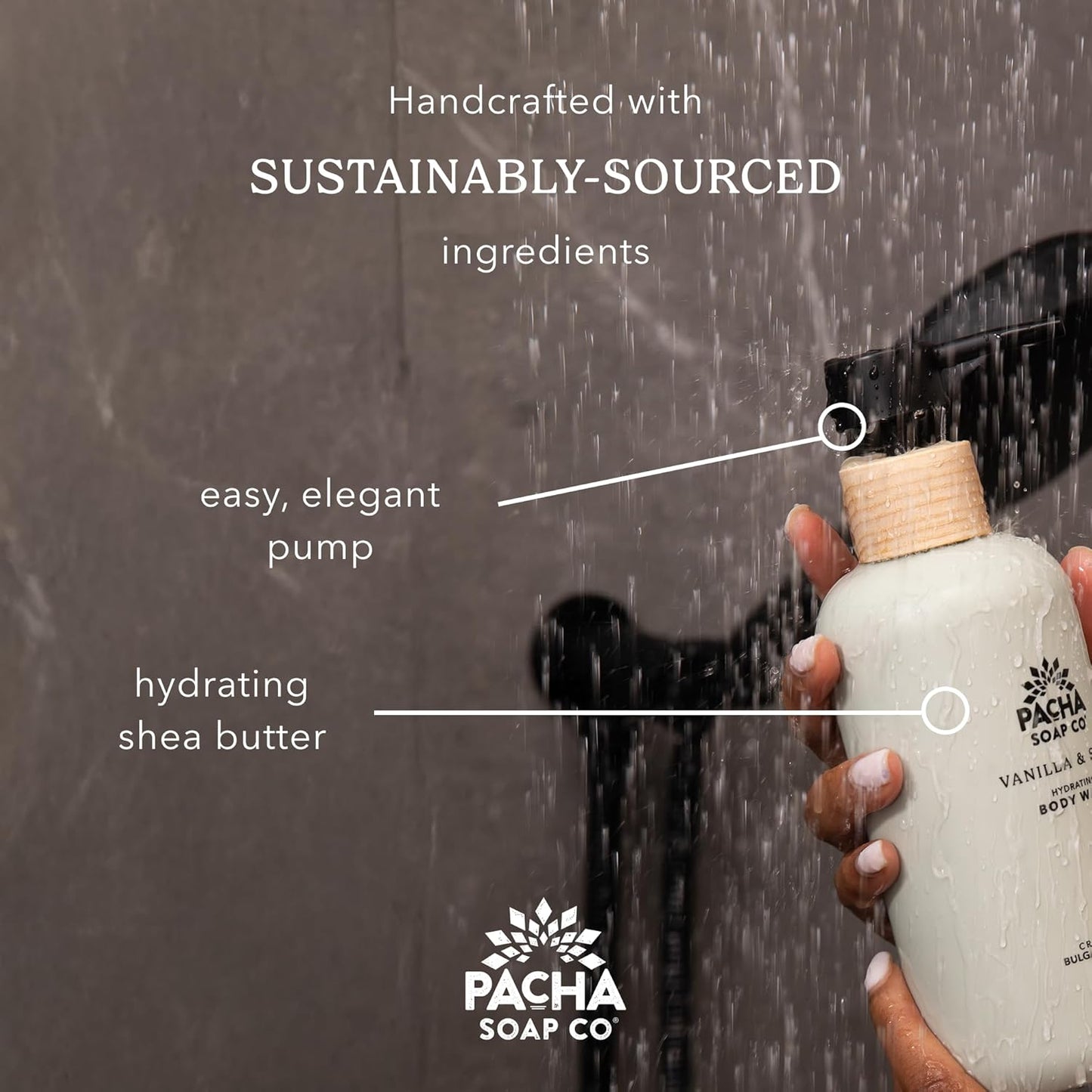 Pacha Soap Co. Body Wash - Hydrating Vanilla & Sage Scent | Paraben-Free, 2-Pack (16 fl oz Each)