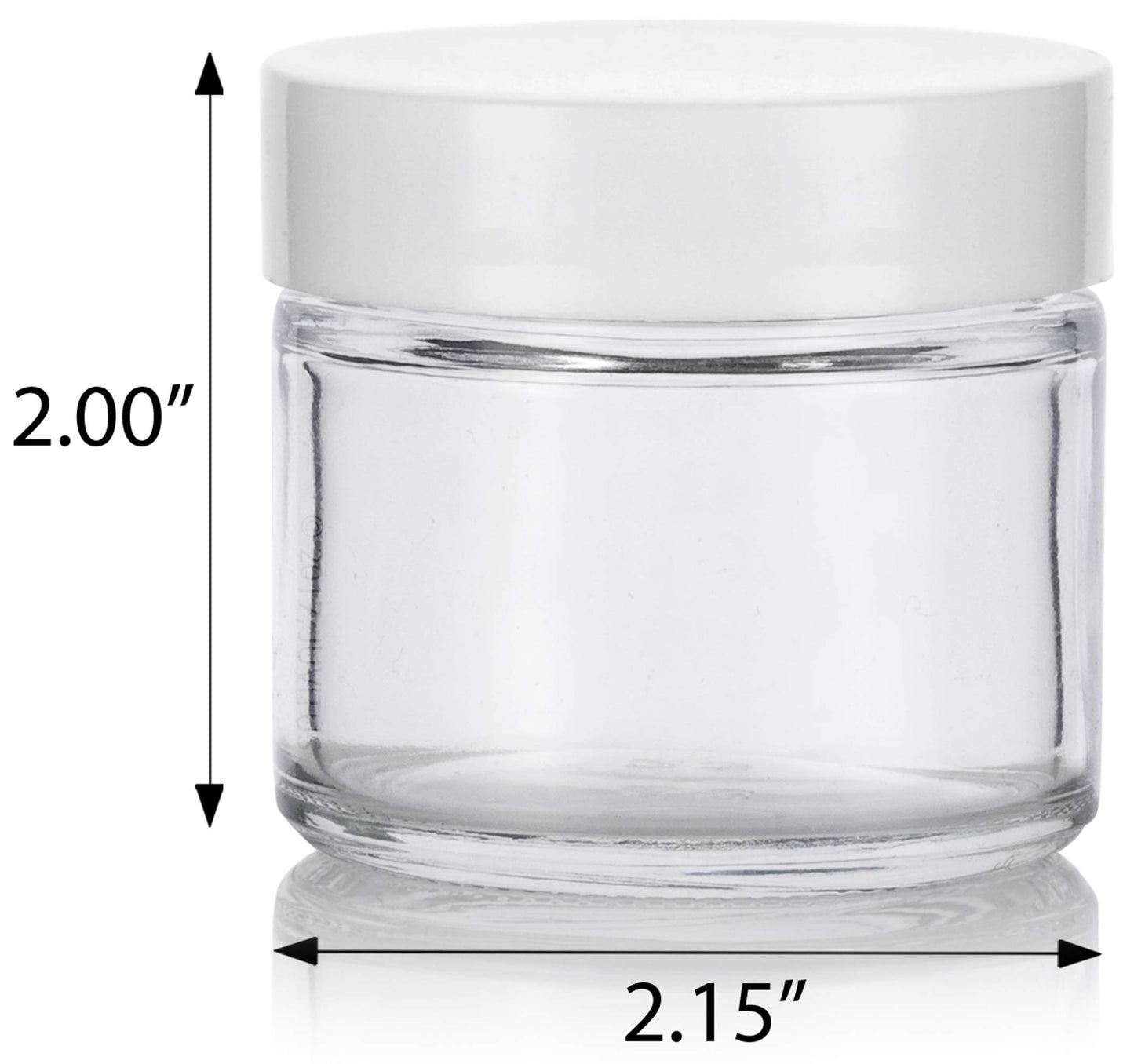 2 oz Clear Glass Jar with White Smooth Lined Lids (12 Pack)