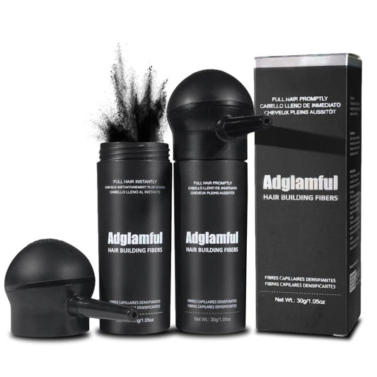 Adglamful 2PCS Hair Fibers for Thinning Hair, Hair Building Fibers Spray with Spray Applicator, Undetectable & Long-lasting, Instant Hair Coverage for Men & Women (Black, 30g*2)