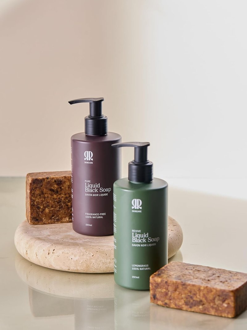 R&R Skincare Revive Liquid African Black Soap - Hydrating Shea Butter Cleanser for All Skin Types | 8.5 fl oz