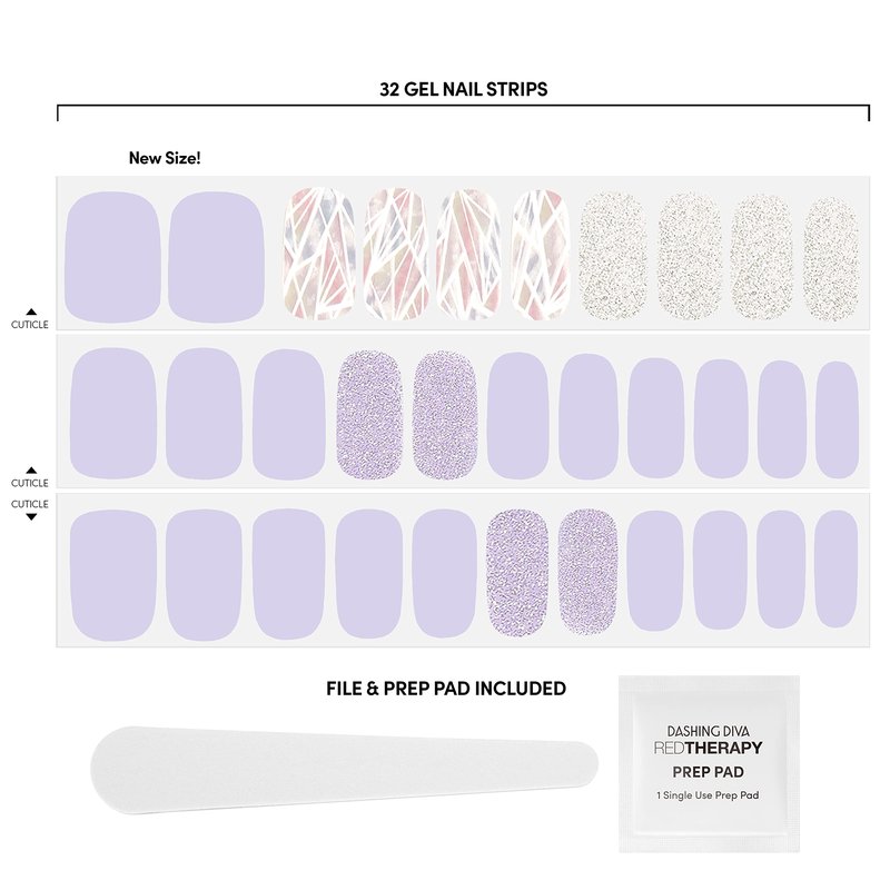 Dashing Diva Gloss Nail Strips - Gleam Queen | UV Free, Chip Resistant, Long Lasting Gel Nail Stickers | Contains 32 Nail Wraps, 1 Prep Pad, 1 Nail File