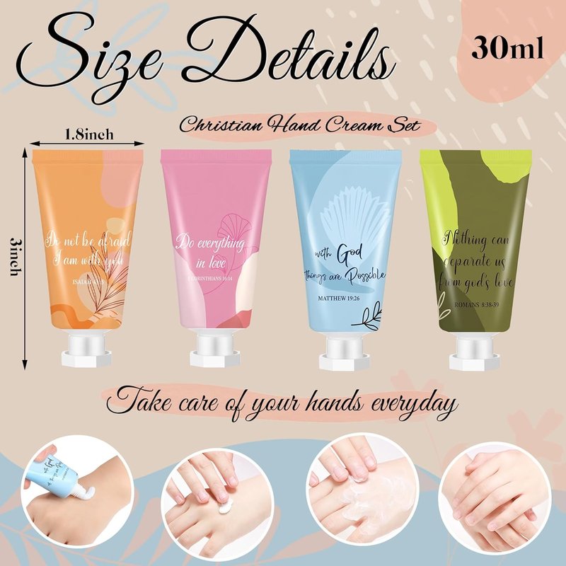 Christian Hand Lotion Set - 24 Pcs Mini Scripture Travel Creams for Women | Perfect Religious Gifts for Teachers, Students & Coworkers