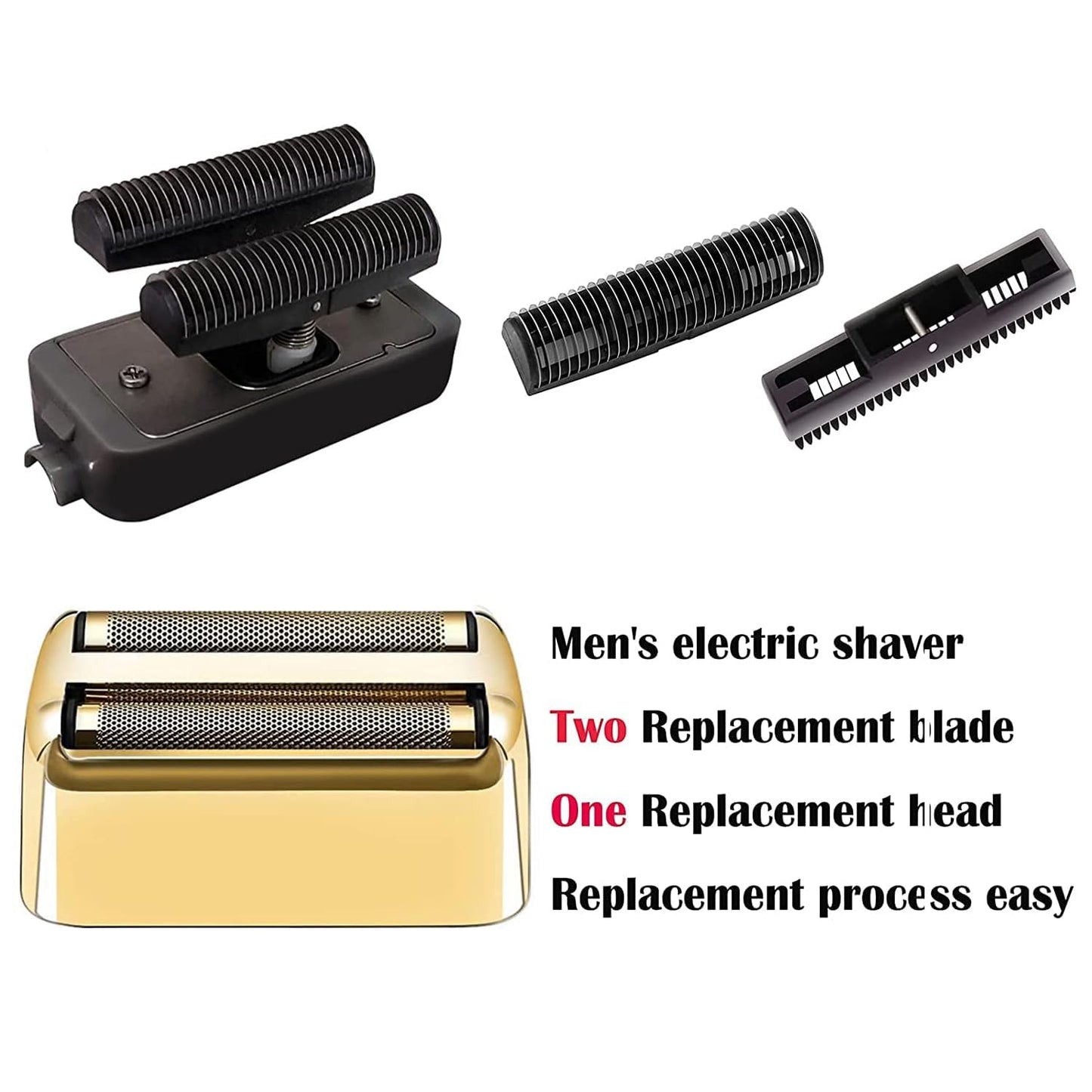 4 Pcs Replacement Foil and Cutters Compatible with BaBylissPRO Double Foil Shaver, Replacement Foil Compatible with FXFS2 Shaver (Gold)