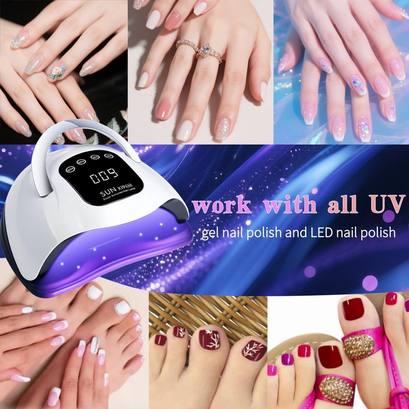UV LED Nail Lamp with 72 Beads, 320W Nail Curing Lamps for Gel Polish with Automatic Sensor/4 Timer Setting,Led Nail Dryer, Professional Nail Art Drying Tools for Fingernail and Toenail.